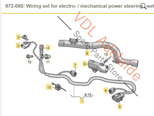 8W2971111C Audi Wiring Set for Electric Power Steering Rack RHD 3.0L Petrol 8W2971111C