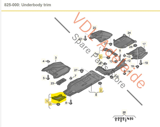8W0825201 Audi A4 S4 B9 Front Left Underbody Trim Splash Shield 8W0825201