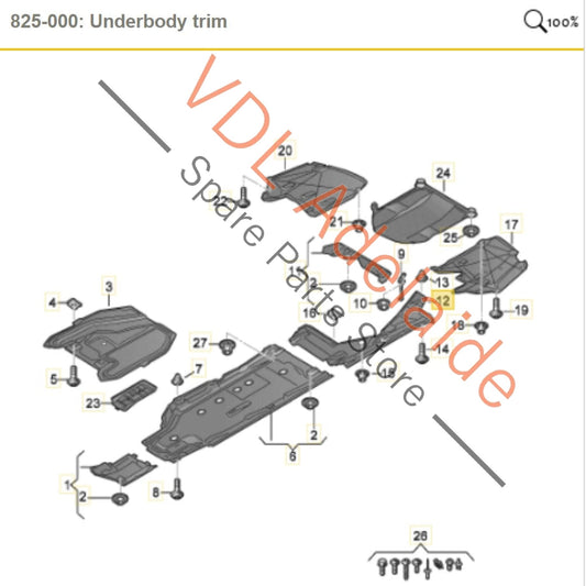 8W0825215F 8W0825215E Audi A4 S4 B9 Left Rear Underbody Trim Splash Shield 8W0825215F 8W0825215E