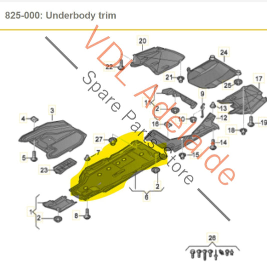 8W0825215F 8W0825215E Audi A4 S4 B9 Left Side Underbody Trim Splash Shield 8W0825207A