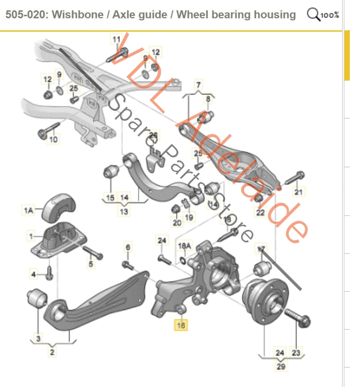 5QF505436F Audi Q3 RS3 RSQ3 Tiguan Rear Right Wheel Bearing Housing Stub Knuckle 5QF505436F