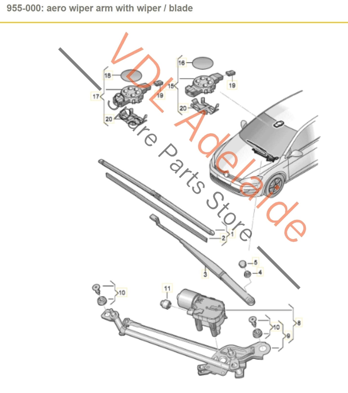 5G2955023C 5G2955023D VW Golf MK7 Front Windscreen Windshield Wiper Motor Assembly 5G2955023C