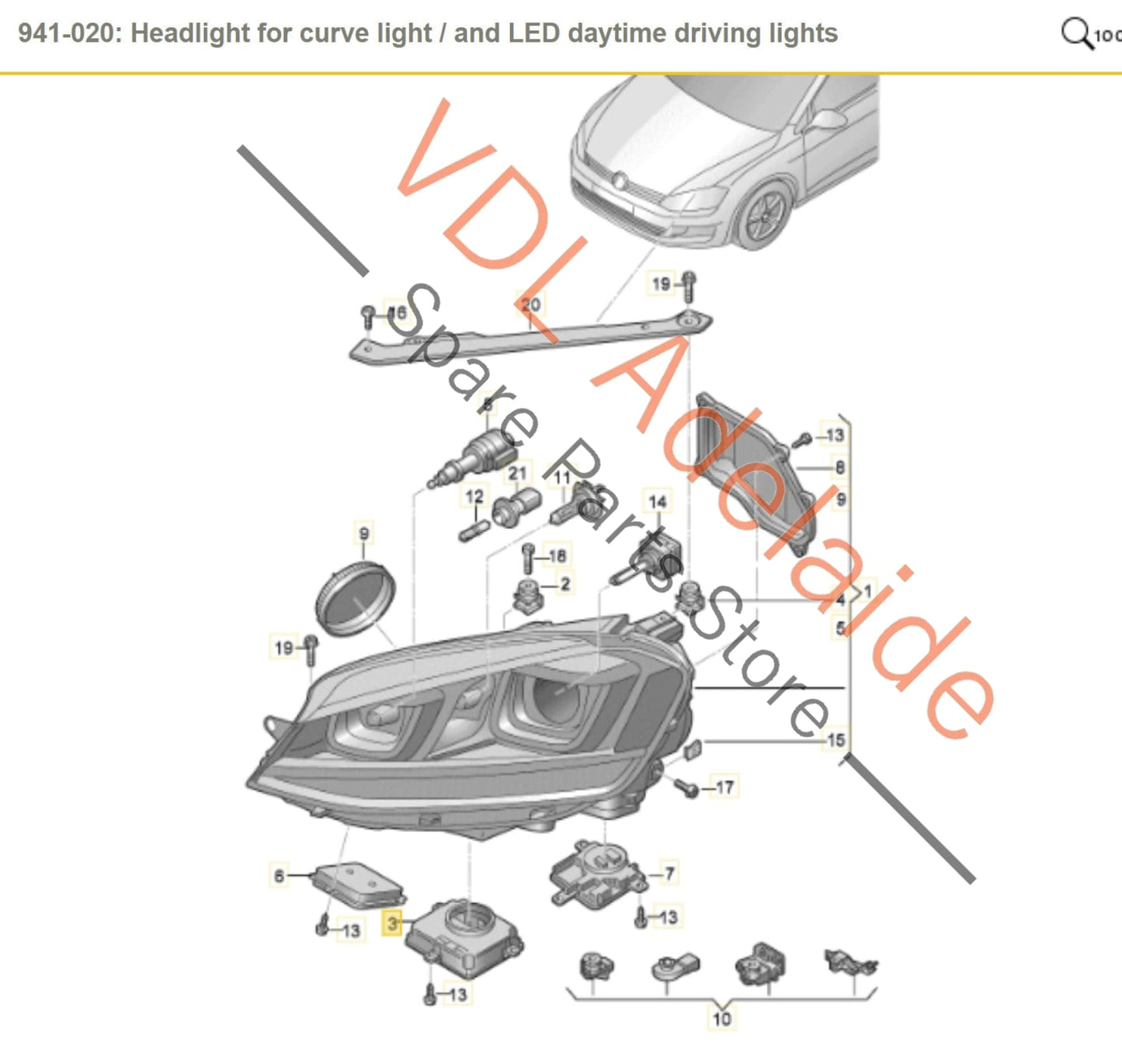 4G0907697F 4G0907697G VW Golf MK7 R Gti Control Unit for LED Headlight Daytime Running Light 4G0907697F 4G0907697G