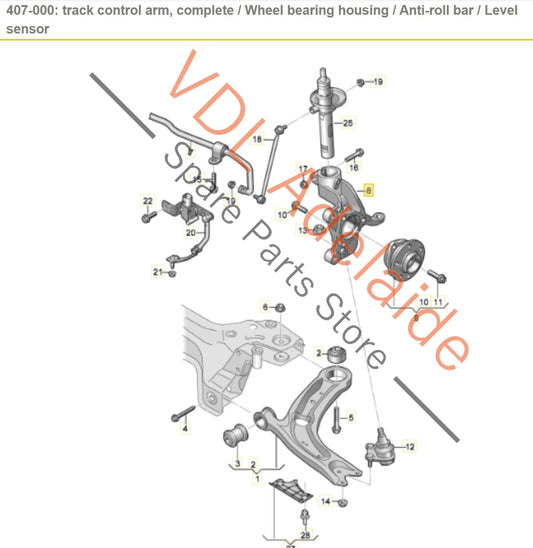 5WA407253A 5WA407257A Audi RSQ3 F3 Front Left Wheel Bearing Housing Stub Knuckle 5WA407253A