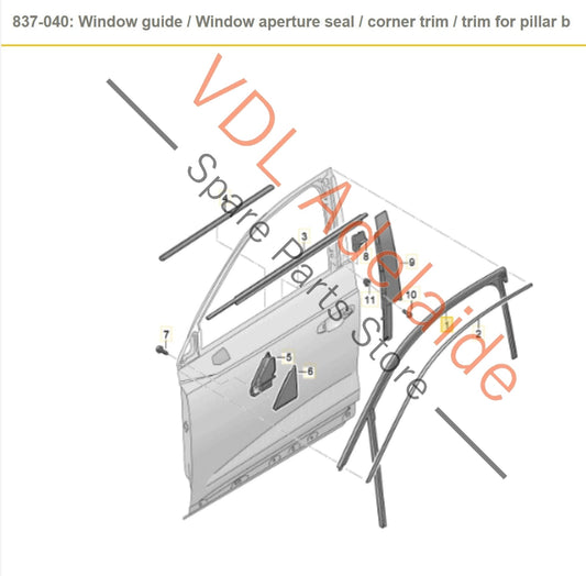 83A837431 Audi Q3 RSQ3 F3 Front Left Door Window Seal Rubber 83A837431