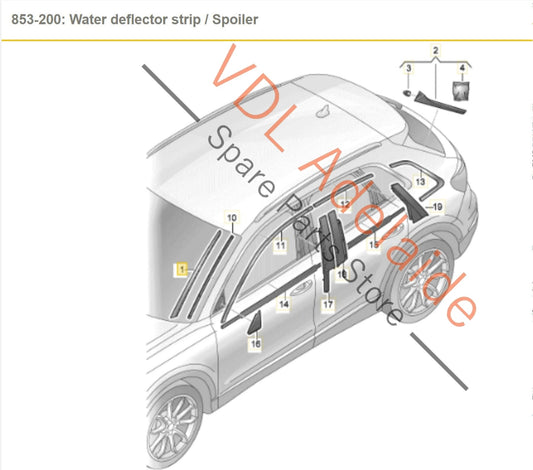83A854328C Audi Q3 RSQ3 F3 Front Windscreen Right Side Wind Water Deflector Strip 83A854328C