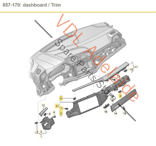 83C853189AV58 Audi RSQ3 F3 High Gloss Black Dashboard Trim Inlay for RHD 83C853189A V58