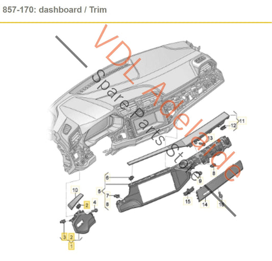 83C853190AV58 Audi RSQ3 F3 High Gloss Black Dashboard Trim Inlay for Drivers Side 83C853190A V58