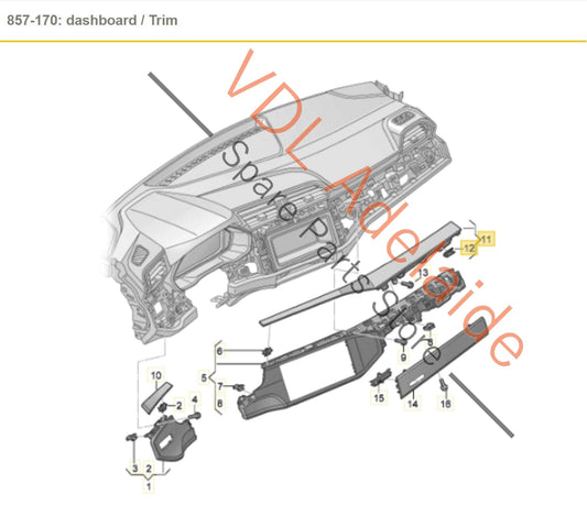 83C853241A25M 83C853241A Audi RSQ3 F3 Alcantara Dashboard Inlay Interior Trim 83C853241A 25M