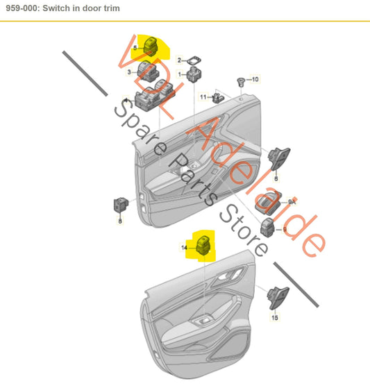 4K0959855NV6 4K0959855 Audi Q3 RSQ3 F3 Passenger Power Window Switch 4K0959855 NV6