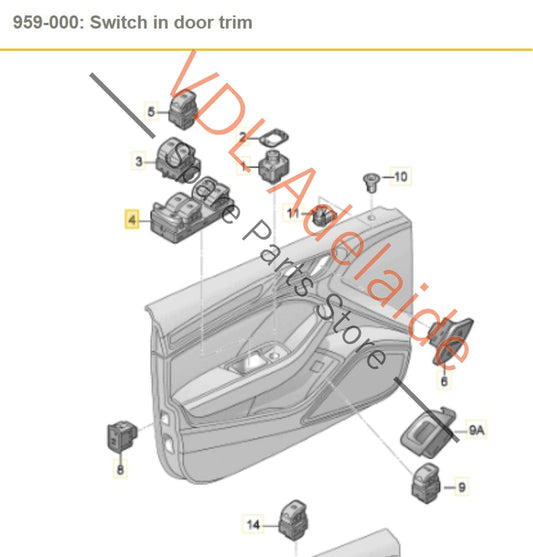 83A959851ANV6 Audi Q3 RSQ3 F3 Drivers Door Power Window Switch 83A959851A NV6
