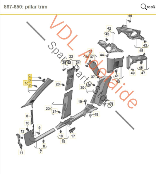 83A867234AVU5 Audi Q3 RSQ3 F3 Right Side Interior A Pillar Trim Black 83A867234A VU5