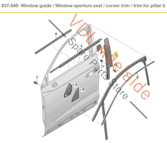 83A837902A 83A837902B Audi RSQ3 Q3 F3 Front Right Door Exterior B Pillar Trim Molding Gloss Black 83A837902A