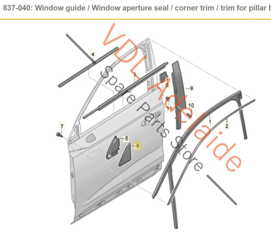 83A837638B 83A837638C Audi RSQ3 Q3 F3 Front Right Door Exterior A Pillar Corner Trim Molding Gloss Black 83A837638B
