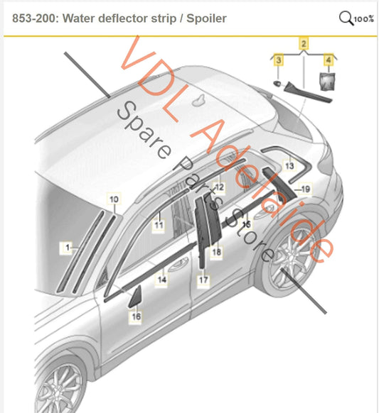 83A8548715FQ 83A8548725FQ Audi RSQ3 F3 Set Pair Rear Window Hatch Boot Spoiler Wing Black Glossy 83A854871 5FQ 83A854872 5FQ