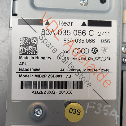 83A035066C 83A035066E Audi Central Computer MIB2+ High 83A035066C MIB2P ZSB001 83A035066E