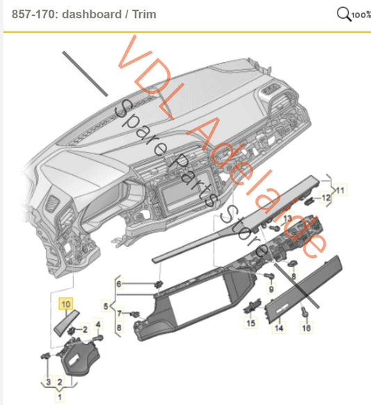 83C853242A25M Audi RSQ3 F3 Drivers Side Alcantera Dashboard Insert Trim Suits RHD models 83C853242A 25M