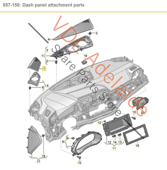 83A857227 83A857228 Audi Q3 RSQ3 F3 B&O Bang Olufsen Speaker Covers for Dashboard 83A857227 83A857228
