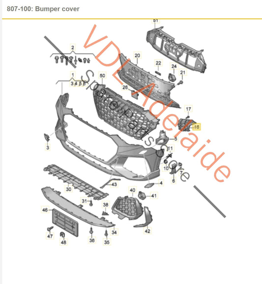 83A807096B Audi RSQ3 F3 Front Bumper Grille Bracket Right Side 83A807096B