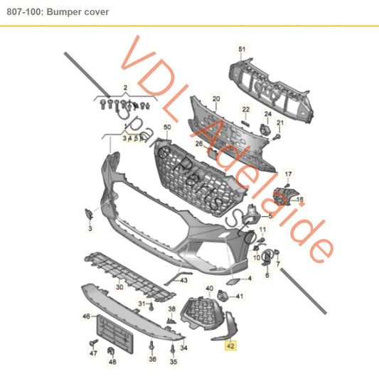 83A807246T94 83A807246 Audi RSQ3 F3 Front Bumper Spoiler for Grille Right Side 83A807246 T94 Black Gloss