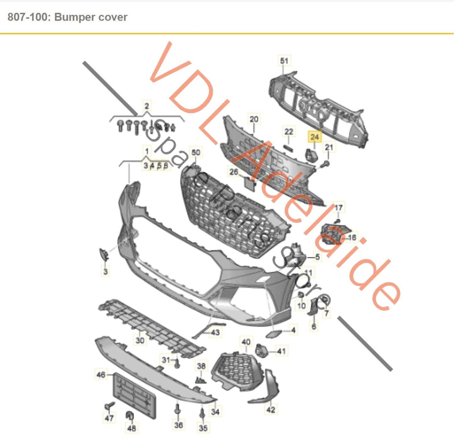 83A919262C Audi RSQ3 F3 Front Bumper Middle Grille Right Side Bracket for Parking Sensor 83A919262C