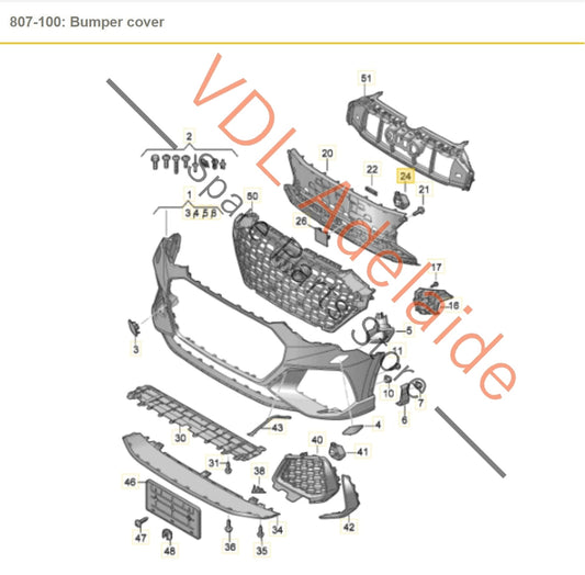 83A919262C Audi RSQ3 F3 Front Bumper Middle Grille Right Side Bracket for Parking Sensor 83A919262C