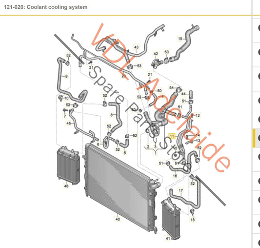 8V0121397A Audi RS3 RSQ3 F3 Coolant Radiator Hose Pipe 8V0121397A