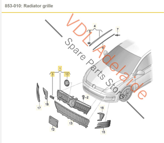 5G0853651ALBTU 5G0853679PWYR VW Golf Gti Mk7 Front Radiator Grille with Badges Tornado Red 5G0853651AL BTU 5G0853679P WYR