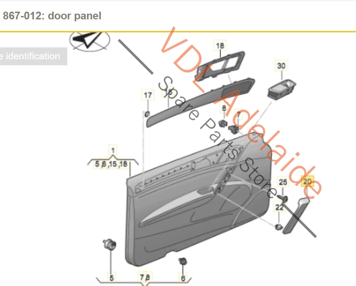 5G0868039A VW Golf Mk7 Trim for Left Side Interior Door Pull Handle 5G0868039A