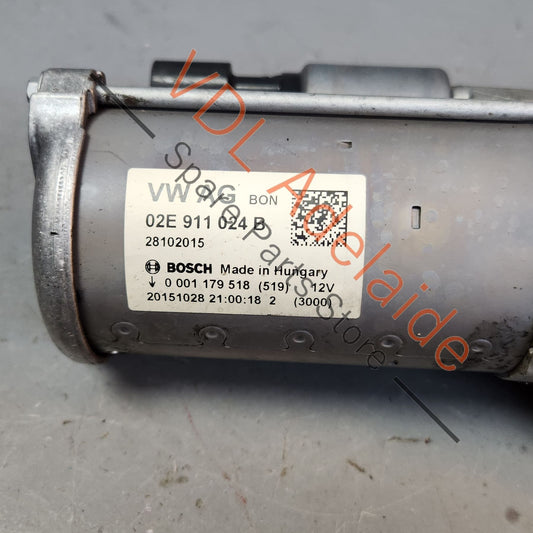 02E911024B 02E911022H Audi RS3 1.1KW Starter Motor Bosch 02E911024B 02E911022H