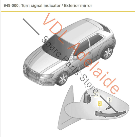 8V0949102 Audi A3 S3 RS3 8V Right Side Mirror Indicator Light Flasher 8V0949102