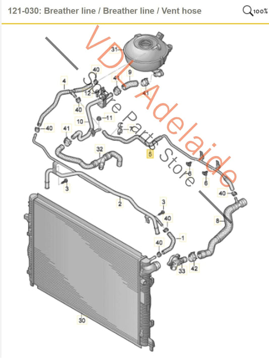 8V0122061 Audi RS3 8V Coolant Breather Hose Pipe 8V0122061
