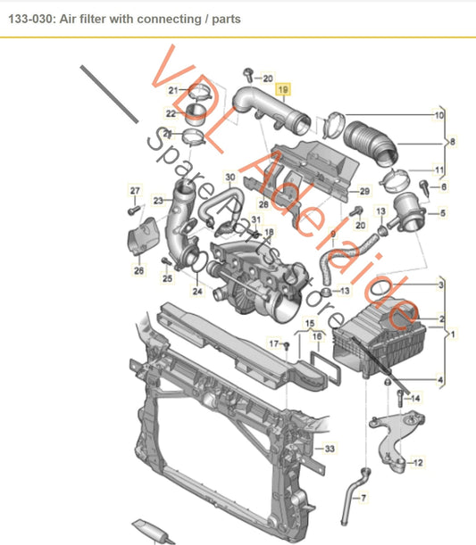 07K129665A Audi RS3 8V Air Filter Intake Pipe Hose 07K129665A