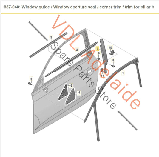 8V4837901A Audi A3 S3 RS3 8V Front Left Door Exterior Trim for B-Pillar Black Glossy 8V4837901A