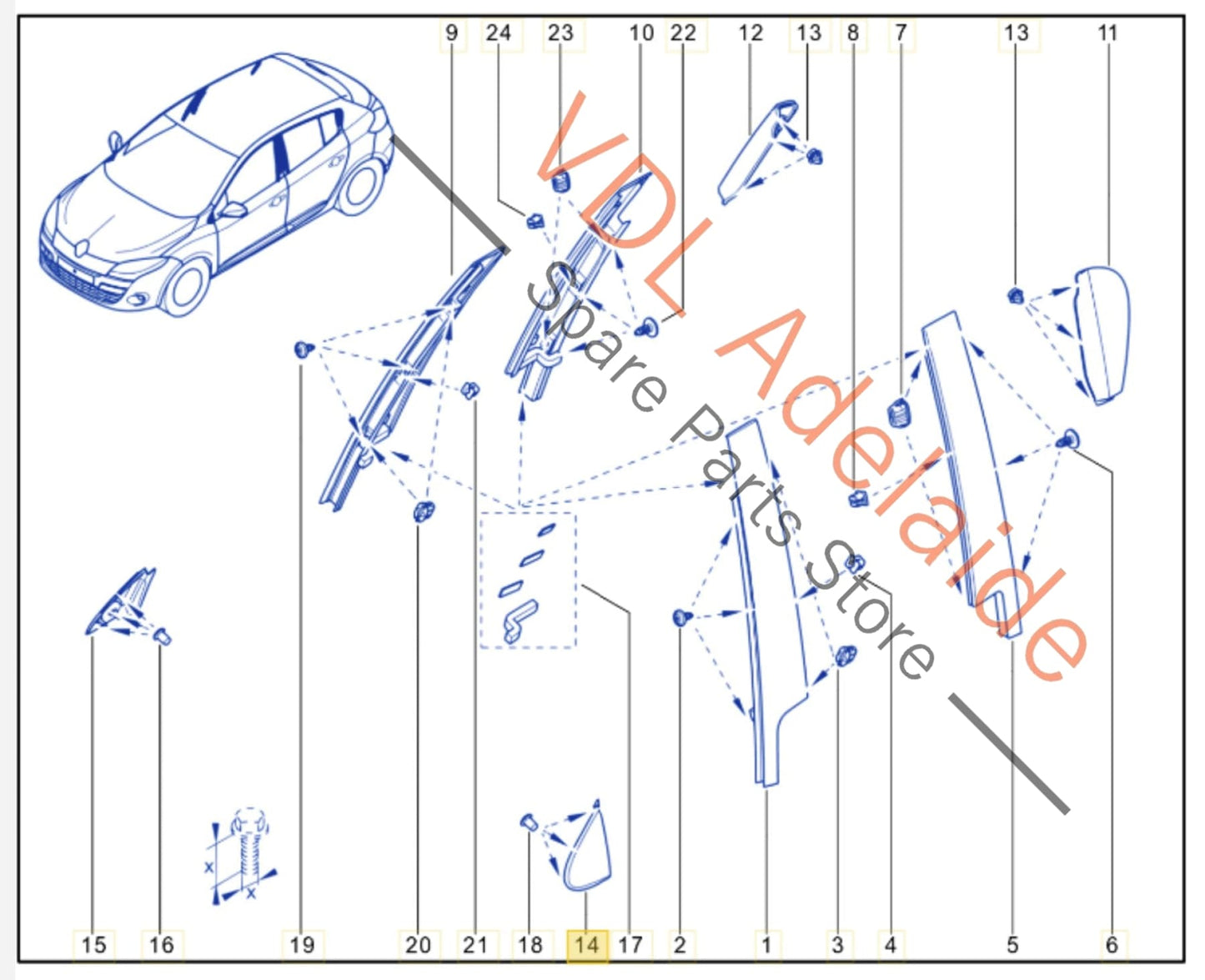 638750003R Renault Megane Left Side Exterior Wing Quarter Panel Fender Molding 638750003R