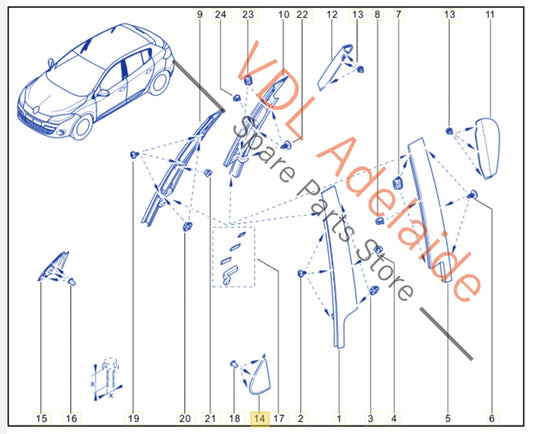 638750003R Renault Megane Left Side Exterior Wing Quarter Panel Fender Molding 638750003R
