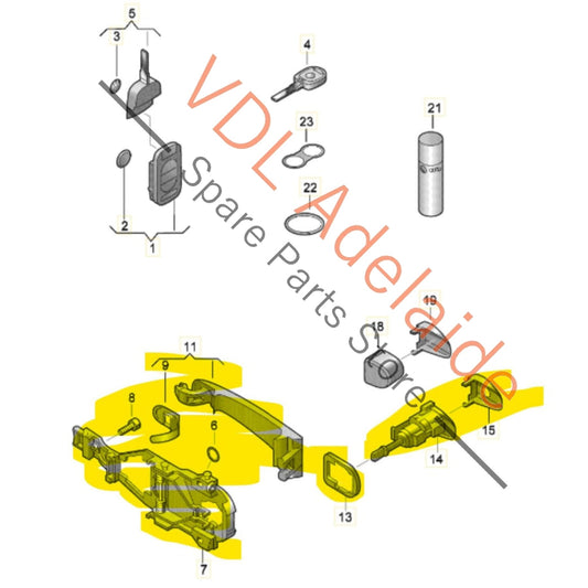 3B0837205G 1K0837885A   VW Golf MK5 Drivers Exterior Door Handle Assembly Complete 3B0837205G GRU 1K0837885A