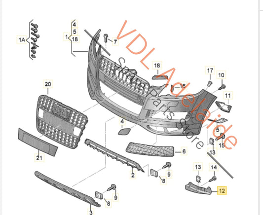 4L0807513E 4L0807514E Audi Q7 Front Bumper Lower Spoiler Mud Flap Trim Pair L&R 4L0807513E 4L0807514E