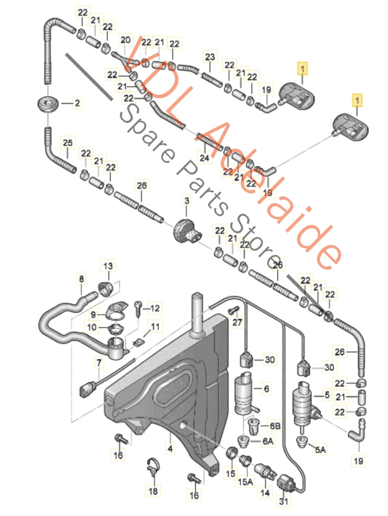 4L0955987C 8J0955987G Audi Q7 Windscreen Washer Jet Heated Right Side RHS 4L0955988C 8J0955988G