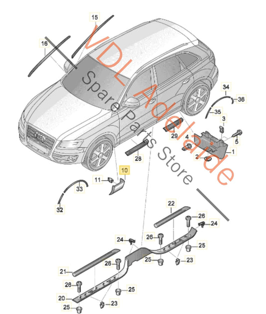 4L0854960B 4L0854960A Audi Q7 Right Front Fender Lower Exterior Molding Flare Trim 4L0854960A 4L0854960B 2T2T Orca Black Metallic