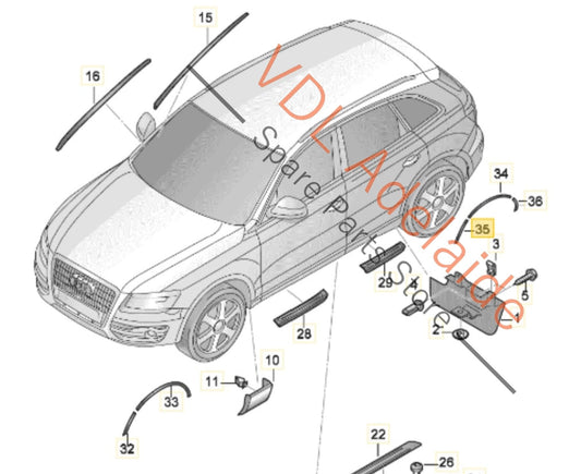 4L0854820B 4L0854820A Audi Q7 4L Right Rear Lower Wheel Arch Flare Widening Spoiler Exterior Trim 4L0854820B