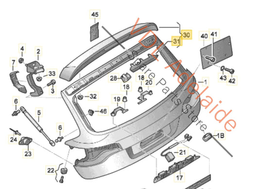 4L0827933GRU 4L0827933 Audi Q7 4L Rear Boot Hatch Spoiler 4L0827933 GRU 2T2T Orca Black Metallic