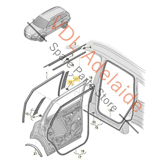4L0839902Y9B Audi Q7 Right Rear Door B Pillar Exterior Trim Gloss Black 4L0839902 Y9B