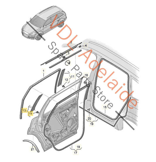 4L0839903Y9B Audi Q7 Left Rear Door C Pillar Exterior Trim Gloss Black 4L0839903 Y9B