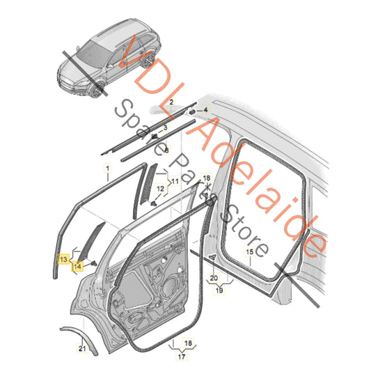 4L0839904Y9B Audi Q7 Right Rear Door C Pillar Exterior Trim Gloss Black 4L0839904 Y9B