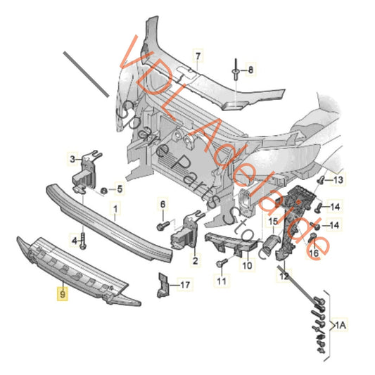 4L0807550E Audi Q7 Front Bumper Foam Filler Piece 4L0807550E