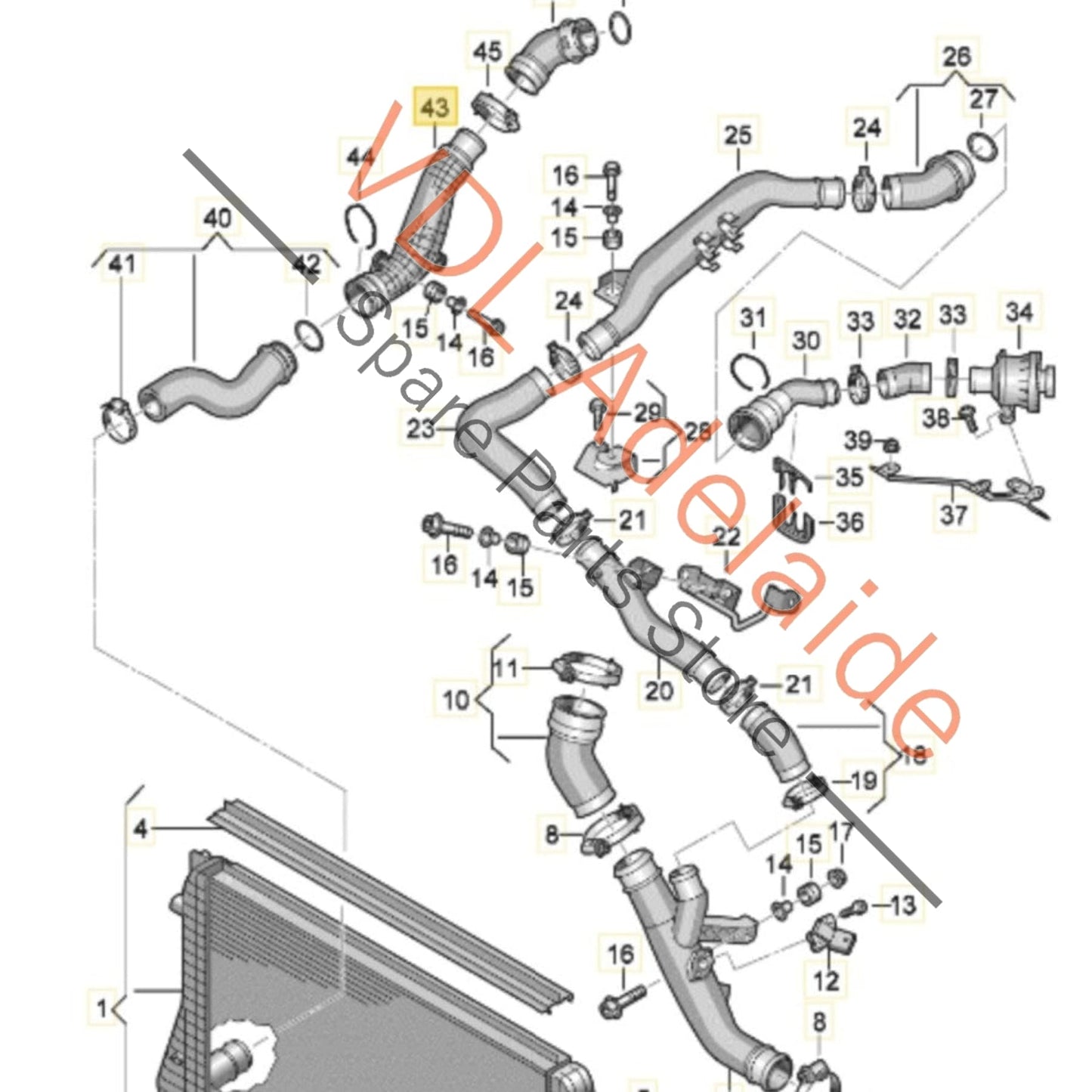 1K0145840R 1K0145840AF VW Golf MK6 Intercooler Charge Air Pipe 1K0145840R