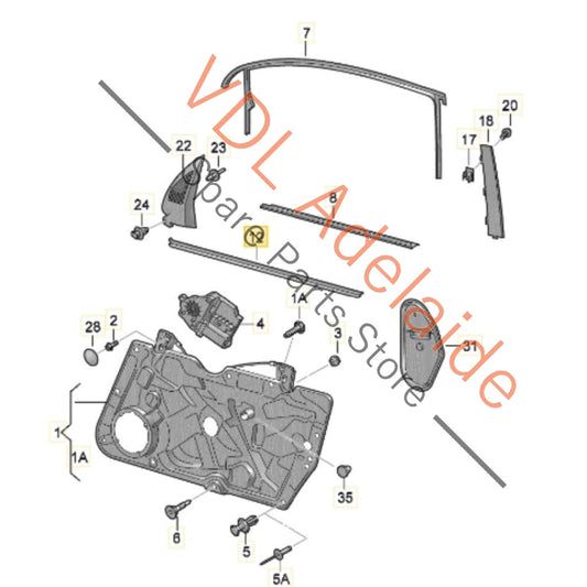 5K4837479B5AP 5K4837479B VW Golf MK6 Front Left Door Window Molding Weather Strip Aperture Seal 5K4837479B 5AP