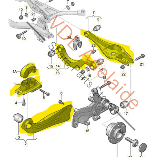 5Q0505311D 5Q0505323D 5Q0505224D VW Golf MK7 Right side set Rear Suspension Control Arms Wishbone 5Q0505311D 5Q0505323D 5Q0505224D