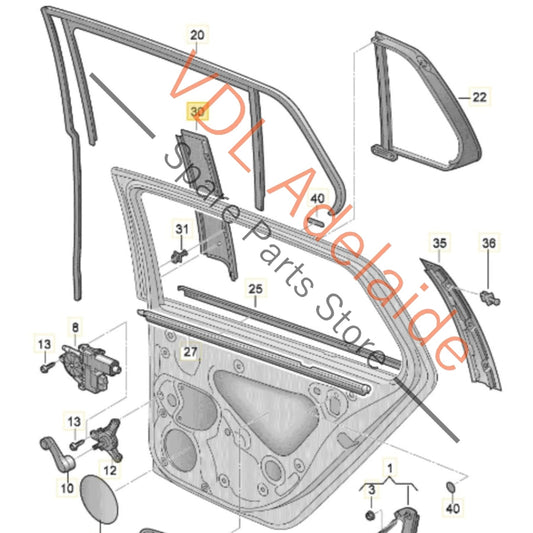 5G6839902B VW Golf Mk7 Gloss Black Rear Right B Pillar Exterior Trim for Door Window Frame 5G6839902B